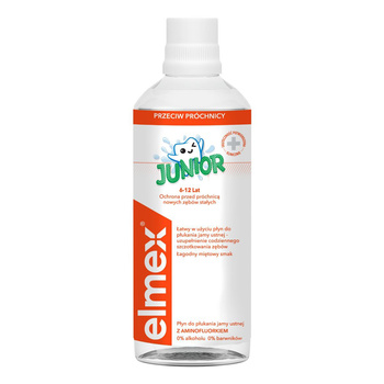 elmex Junior Płyn do płukania jamy ustnej z aminofluorkiem bez alkoholu dla dzieci 6-12 lat 400 ml