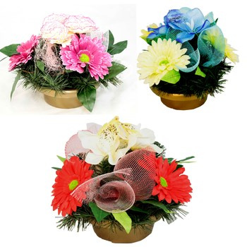 Kompozycja kwiatowa w donicy 5 kwiatów