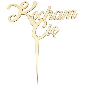 Drewniana dekoracja na patyczku - Kocham Cię