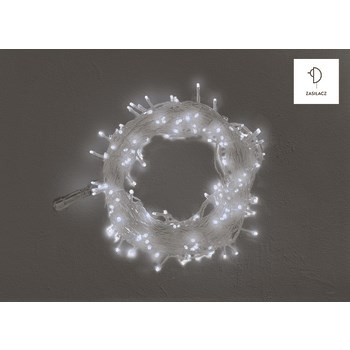 Lampki 100 LED biały zimny z dodatkowym gniazdkiem i zasilaczem, 9,9M dekoracji, na zewnątrz i do wnętrz