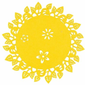 Mata filcowa okrągła śr. 30 cm dek. Liście żółta Altom Design