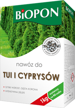 Biopon - nawóz do tui i cyprysów 1kg + eliksir do storczyków 35ml gratis