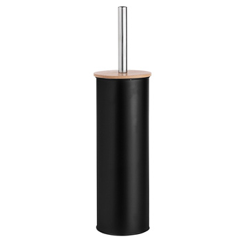 Szczotka do wc w metalowej osłonie z pokrywą bambusową 9,5x26,5x38 cm czarna Altom Design