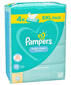 Pampers Fresh Clean Chusteczki 4 opakowania = 320 chusteczek