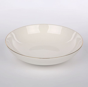 Talerzgłęboki 20cm Bella złota linia porcelana kremowa