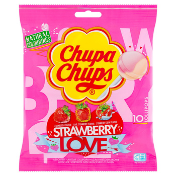 Chupa Chups Strawberry Love Lizaki wielosmakowe 120 g (10 sztuk)