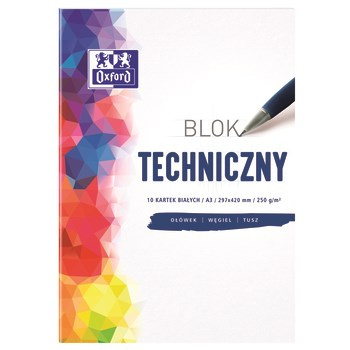 Blok techniczny A3 10 kartek, biały, Oxford