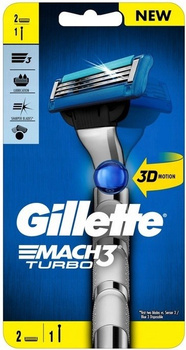 Gillette Mach3 Turbo Rączka maszynki dogolenia + 2 ostrza wymienne
