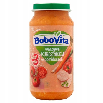 BoboVita Warzywa z kurczakiem w pomidorach po 12 miesiącu 250g