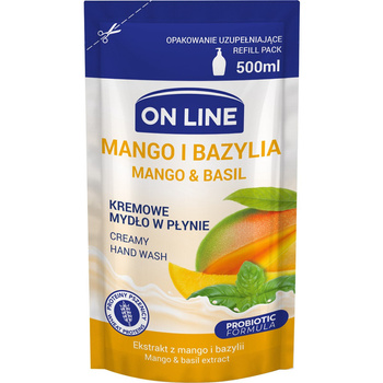 On Line Kremowe mydło w płynie opakowanie uzupełniające mango i bazylia 500ml