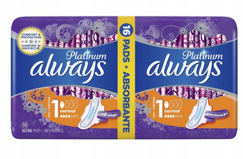 Always Platinum Normal (Rozmiar 1) Podpaski ze skrzydełkami, 16 sztuk