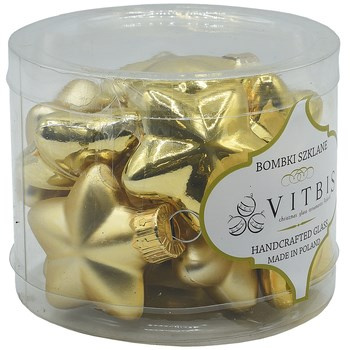 Vitbis Bombka szklana gwiazdka gładka złota 12szt.