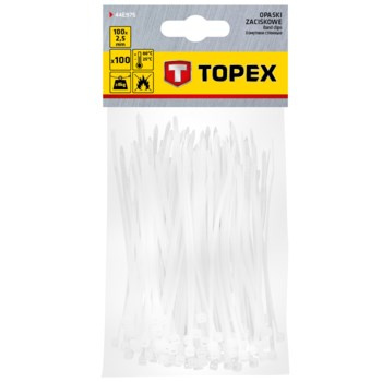 Opaski zaciskowe 2.5 x 100 mm, 100 szt., białe