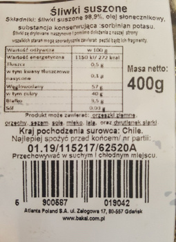 Śliwki suszone Bakal 400g