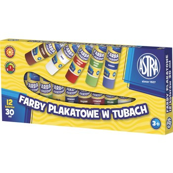Farby plakatowe Astra 12 kolorów- tuba