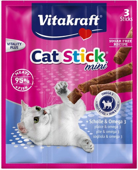 Vitakraft CAT STICK MINI 3 szt flądra/omega 3 dla kota