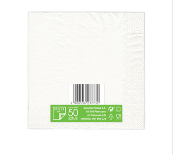 Grosik Serwetki biodegradowalne białe 33 x 33 cm 50 szt