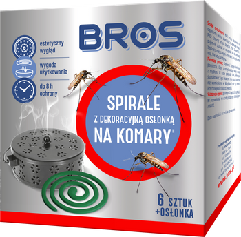 BROS - spirale na komary z dekoracyjną osłonką stalową 6 szt