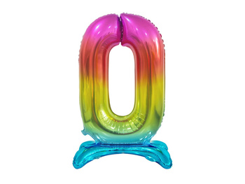 Balon foliowy B&C Cyfra stojąca 0, tęczowa, 74 cm