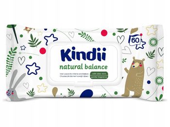 Kindii Natural Balance Chusteczki dla niemowląt i dzieci 60 sztuk