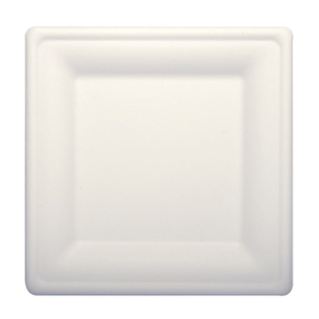 Talerze z trzciny cukrowej, kształt prostokątny, 1,9 cm x 26,2 cm x 26,2 cm, biały 50 szt Papstar Polska