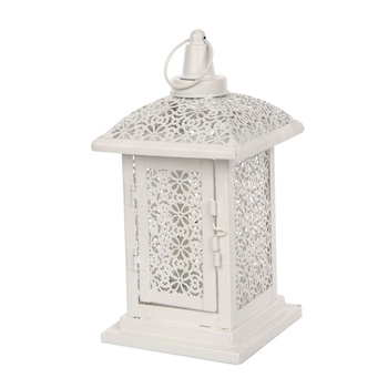 Latarenka kwadratowa ażurowa 12,5x12,5x25 cm biała