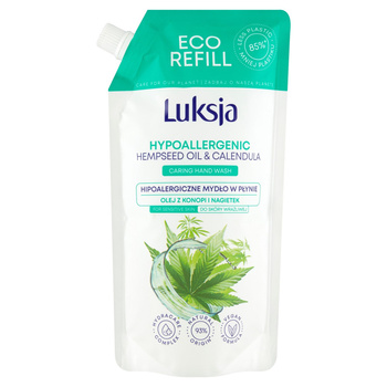 Luksja Hipoalergiczne mydło w płynie Olej z konopi i Nagietek 500ml opakowanie uzupełniające