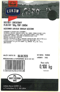 Rostbef luksusowy plastry 100g Łuków