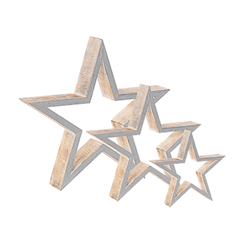 Zestaw 3 drewnianychgwiazdek