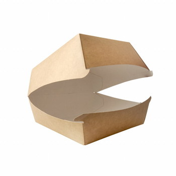 Papstar Polska Pojemniki na hamburgery z kartonu, 10 cm x 14,5 cm x 14,5 cm, brązowy/biały, "KRAFT", 75 szt