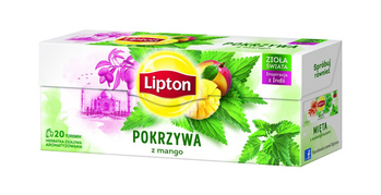 Lipton Herbatka ziołowa aromatyzowana pokrzywa z mango 26 g (20 torebek)