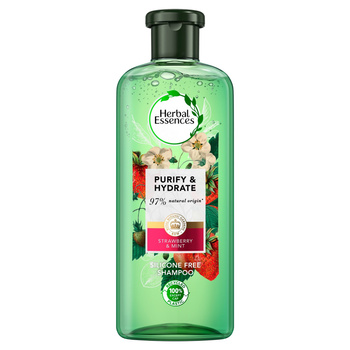 Herbal Essences Strawberry & Mint Szampon oczyszczający i nawilżający do każdego rodzaju włosów, 400ml