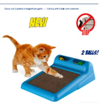 Drapak+zabawka "Flipper" dla kota w jednym, 2 piłki do zabawy wewnątrz; wymiary: 40x28x12 cm