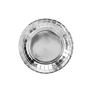 Talerzyki,kolor srebrny, 18cm 6 sztuk Party Deco