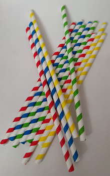 Słomki papierowe, kolorowe paski-opakowanie 500szt HORECA POLSKA