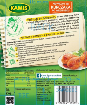 Kamis Przyprawa do kurczaka po węgiersku Mieszanka przyprawowa 25 g