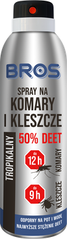 Bros Spray na komary i kleszcze 50% DEET tropikalny 180 ml