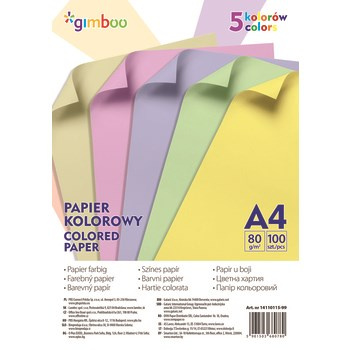 Papier kolorowy GIMBOO A4 80g 100ark pastel mix