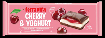 Czekolada Terravita mleczna z nadzieniem wiśniowo-jogurtowym 235g