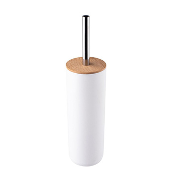 Szczotka do wc w plastikowej osłonie z pokrywą bambusową 9x9x37 cm biała Altom Design
