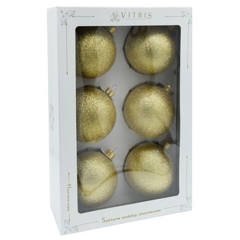 Vitbis Bombka szklana 80mm/6 szt. dekor złote