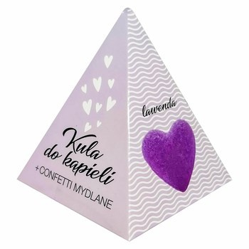 Kula kąpielowa. Serce + konfetti. Fioletowe