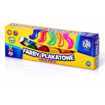 Farby plakatowe  12 kolorów - 20 ml, ECO ASTRA