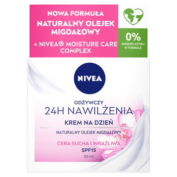 NIVEA 24H Booster Nawilżenia + Odżywienie Bogaty krem na dzień cera sucha i wrażliwa 50 ml