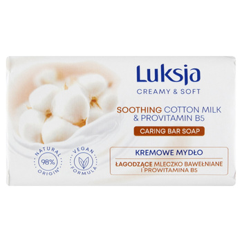 Luksja Creamy & Soft Kremowe mydło w kostcemleczko bawełniane i Prowitamina B5 90g