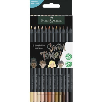 Kredki trójkątne black edition 12 kol.w odcieniach skóry Faber-Castell