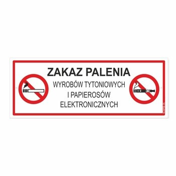 KORFED Tabliczka mała plastikowa ZAKAZ PALENIA WYROBÓW TYTONIOWYCH I PAPIEROSÓW ELEKTRONICZNYCH x 1 szt.