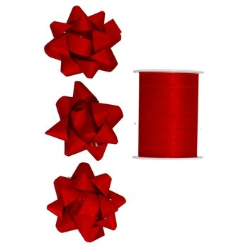 Zestaw do pakowania prezentów INCOOD wstążka rozetki brokat czerwony