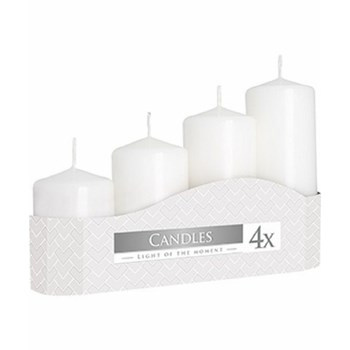 Świeca walec - zestaw 4 szt. Biała