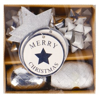 Zestaw do pakowania INCOOD srebrny tagi wstążki i rozetki